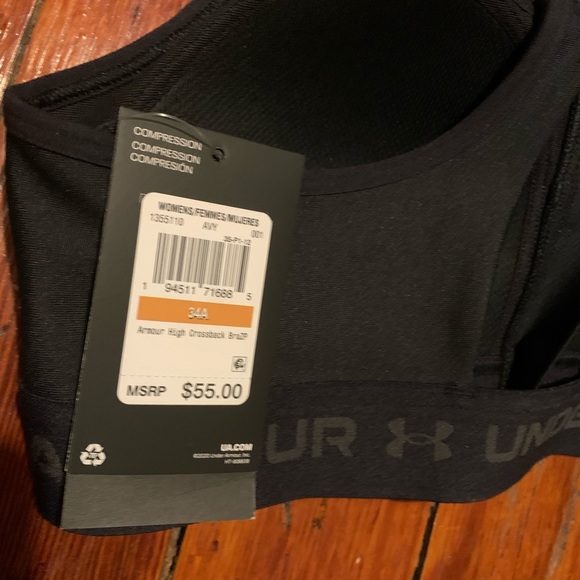 NWT Women's Under Armour® High Crossback Zip Sports Bra 34A - Picture 4 of 7